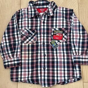 Disney Lightning McQueen Plaid Shirt - Navy and White